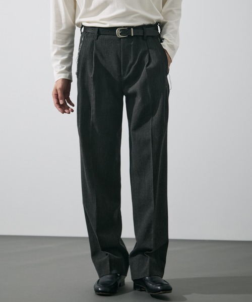 ISSUETHINGS(イシューシングス)の「【ISSUETHINGS/イシューシングス】TYPE118 (WOOL HERRINGBONE)(スラックス・メンズ・ダークグレー・3/2)」の1枚目の写真