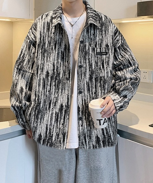 AsaAura(アサオーラ)の「メンズ総柄シャツジャケットオーバーサイズ(シャツ/ブラウス・メンズ・ネイビー/ブラック・M/L)」の3枚目の写真