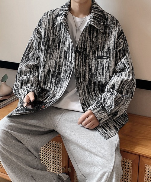 AsaAura(アサオーラ)の「メンズ総柄シャツジャケットオーバーサイズ(シャツ/ブラウス・メンズ・ネイビー/ブラック・M/L)」の6枚目の写真