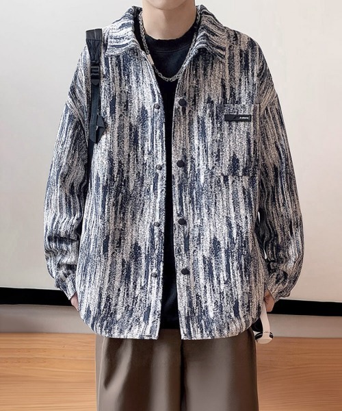 AsaAura(アサオーラ)の「メンズ総柄シャツジャケットオーバーサイズ(シャツ/ブラウス・メンズ・ネイビー/ブラック・M/L)」の9枚目の写真