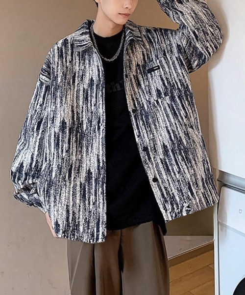 AsaAura(アサオーラ)の「メンズ総柄シャツジャケットオーバーサイズ(シャツ/ブラウス・メンズ・ネイビー/ブラック・M/L)」の10枚目の写真