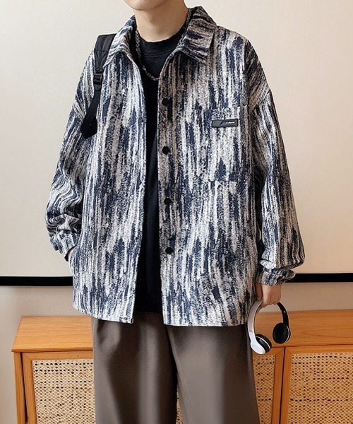 AsaAura(アサオーラ)の「メンズ総柄シャツジャケットオーバーサイズ(シャツ/ブラウス・メンズ・ネイビー/ブラック・M/L)」の11枚目の写真