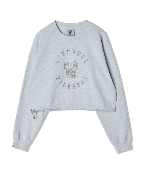 LIFE WORK（ライフワーク）の「レディース) 円形ロゴ刺繍ショートスウェット（スウェット・レディース・ブラック/ミックスグレー・FREE）」の2枚目の写真