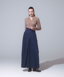 【GISELe10月号掲載】atelier SOMETHING drape FRONT PLEATS SKIRT/ドレープフロントプリーツデニムスカート