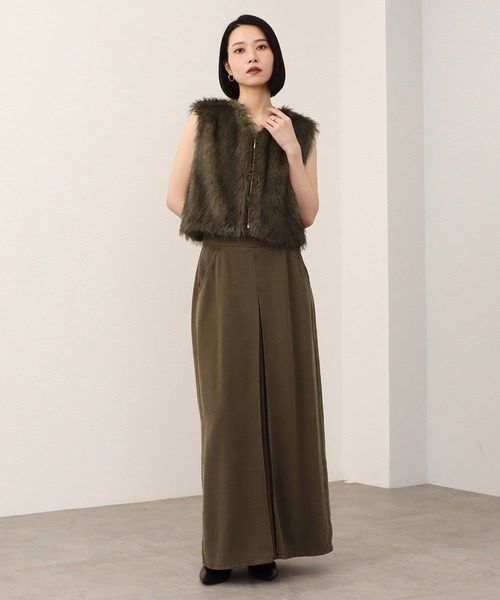SOMETHING（サムシング）の「【GISELe10月号掲載】atelier SOMETHING drape FRONT PLEATS SKIRT/ドレープフロントプリーツデニムスカート（スカート・レディース・ブラウン/ブルー・MEDIUM/X-SMALL/SMALL）」の13枚目の写真