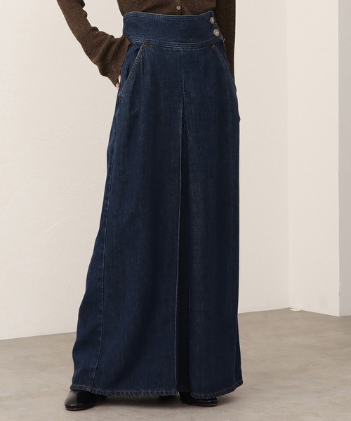 SOMETHING（サムシング）の「【GISELe10月号掲載】atelier SOMETHING drape FRONT PLEATS SKIRT/ドレープフロントプリーツデニムスカート（スカート・レディース・ブラウン/ブルー・MEDIUM/X-SMALL/SMALL）」の18枚目の写真