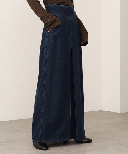 SOMETHING（サムシング）の「【GISELe10月号掲載】atelier SOMETHING drape FRONT PLEATS SKIRT/ドレープフロントプリーツデニムスカート（スカート・レディース・ブラウン/ブルー・MEDIUM/X-SMALL/SMALL）」の20枚目の写真
