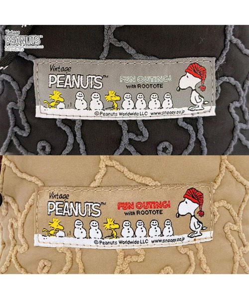 Vintage PEANUTS(ビンテージピーナッツ)の「ルートート / PEANUTS スヌーピー スクエア キルティング2WAYトートバッグ(ショルダーバッグ・レディース・ブラック/ベージュ・FREE)」の8枚目の写真