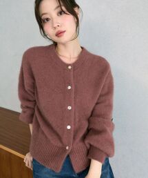 チャイニーズラクーンビジューボタンカーデ