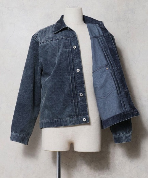 HOUSTON（ヒューストン）の「HOUSTON ヒューストン TYPE1 WASHED CORDUROY JACKET / タイプ1 ウォッシュド コーデュロイ トラッカージャケット（ブルゾン・メンズ・ブラウン/ネイビー/ブラック・L/XL/M）」の5枚目の写真