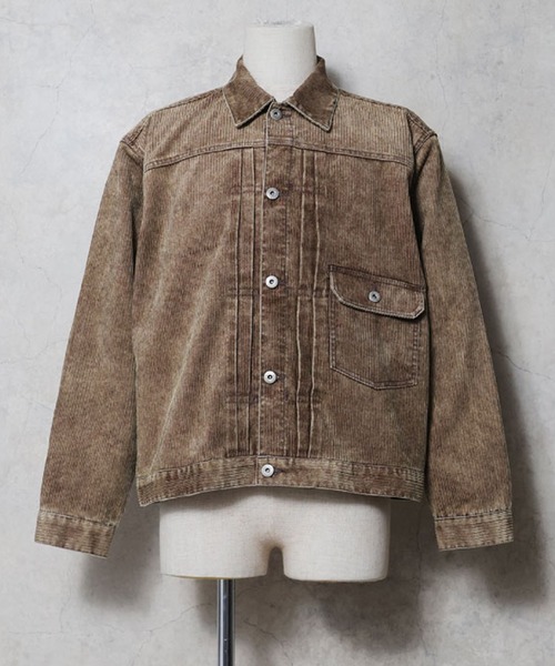 HOUSTON（ヒューストン）の「HOUSTON ヒューストン TYPE1 WASHED CORDUROY JACKET / タイプ1 ウォッシュド コーデュロイ トラッカージャケット（ブルゾン・メンズ・ブラウン/ネイビー/ブラック・L/XL/M）」の9枚目の写真