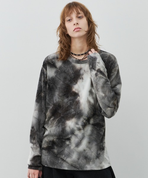 AFF AIVER(エイエフエフアイバー)の「AFF AIVER ムラ染めニットL/S TEE(Tシャツ/カットソー・メンズ・ブラック/ネイビー/カーキ・LARGE/MEDIUM/SMALL)」の2枚目の写真