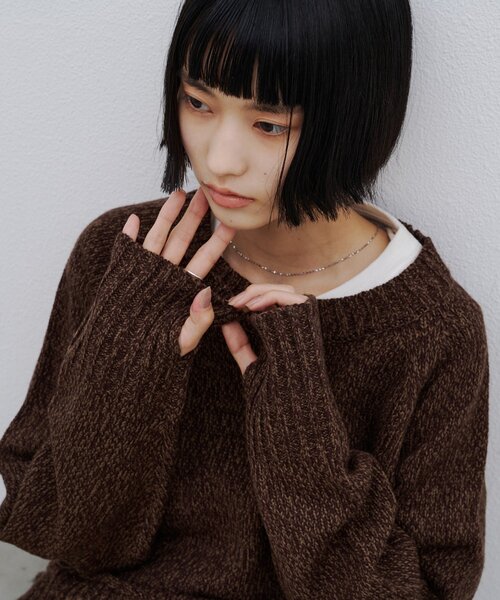 CIAOPANIC TYPY（チャオパニックティピー）の「∴サイドスリットラグランメランジニット（ニット/セーター・レディース・チャコールグレー/ブラウン/グレー/オフホワイト/バイオレット・ONE SIZE）」の12枚目の写真