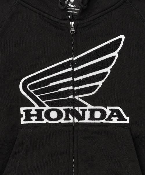PHYPS MOTORCYCLE(フィップスモーターサイクル)の「レディース ブークレ ロゴ ジップアップパーカー ブラック(パーカー・メンズ・その他・SMALL/MEDIUM)」の4枚目の写真