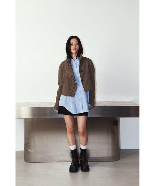Knuth Marf(クヌースマーフ)の「2way cropped frill jacket(その他アウター・レディース・ベージュ/ブラック・FREE)」の21枚目の写真