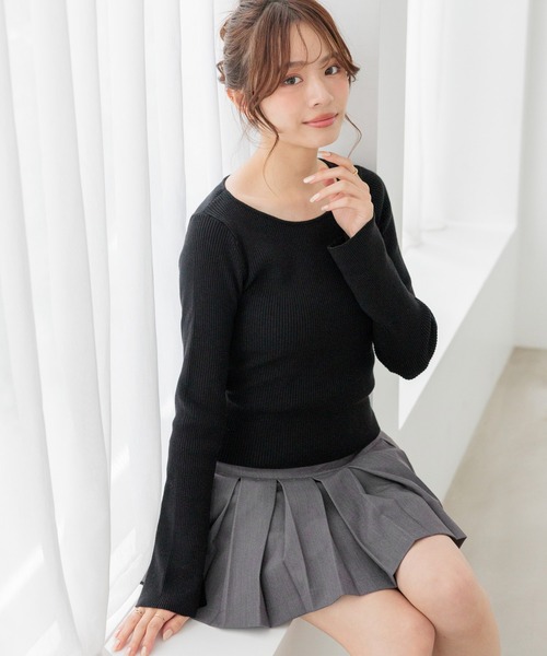 Heather(ヘザー)の「アソート袖フレアピタニット 1084704(ニット/セーター・レディース・ホワイト系その他/ブラック/ブラック系その他/アイボリー・FREE)」の3枚目の写真