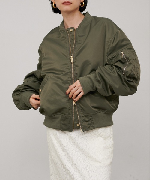LARUTA(ラルータ)の「【LARUTA】タフタ×メッシュリバーシブルMA-1(MA-1・レディース・ブラウン/グレイッシュベージュ/ブラック/カーキ・FREE)」の4枚目の写真