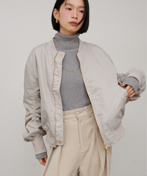 LARUTA(ラルータ)の「【LARUTA】タフタ×メッシュリバーシブルMA-1(MA-1・レディース・ブラウン/グレイッシュベージュ/ブラック/カーキ・FREE)」の1枚目の写真