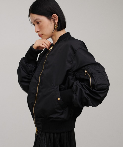 LARUTA(ラルータ)の「【LARUTA】タフタ×メッシュリバーシブルMA-1(MA-1・レディース・ブラウン/グレイッシュベージュ/ブラック/カーキ・FREE)」の2枚目の写真