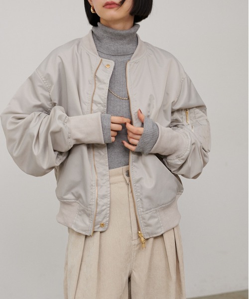 LARUTA(ラルータ)の「【LARUTA】タフタ×メッシュリバーシブルMA-1(MA-1・レディース・ブラウン/グレイッシュベージュ/ブラック/カーキ・FREE)」の13枚目の写真
