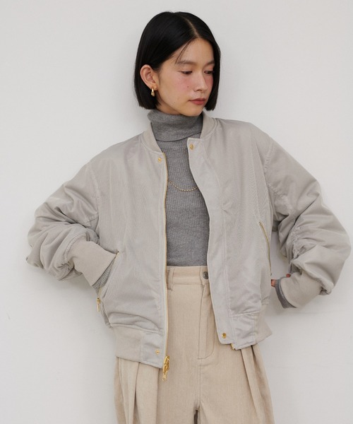 LARUTA(ラルータ)の「【LARUTA】タフタ×メッシュリバーシブルMA-1(MA-1・レディース・ブラウン/グレイッシュベージュ/ブラック/カーキ・FREE)」の18枚目の写真
