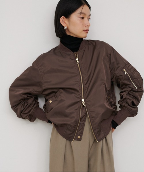 LARUTA(ラルータ)の「【LARUTA】タフタ×メッシュリバーシブルMA-1(MA-1・レディース・ブラウン/グレイッシュベージュ/ブラック/カーキ・FREE)」の6枚目の写真