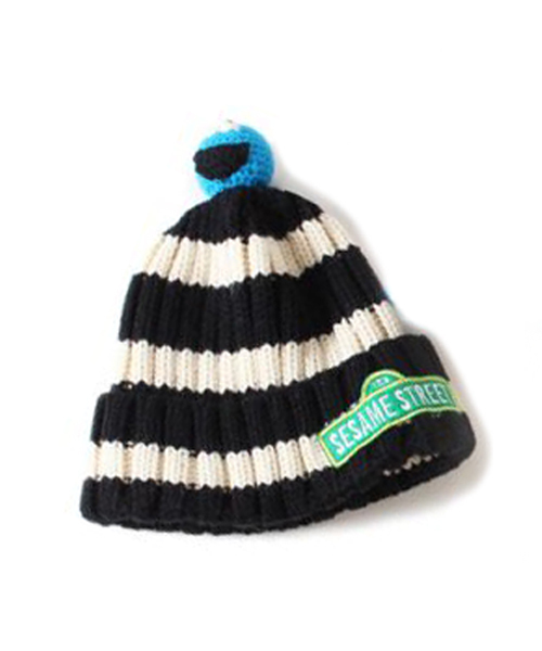 BOOFOOWOO（ブーフーウー）の「ニットキャップクッキーモンスター（ニットキャップ/ビーニー・ブラック/オフホワイト/カラフル・LARGE/SMALL）」の2枚目の写真