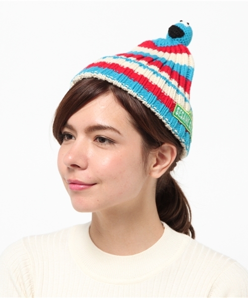BOOFOOWOO（ブーフーウー）の「ニットキャップクッキーモンスター（ニットキャップ/ビーニー・ブラック/オフホワイト/カラフル・LARGE/SMALL）」の6枚目の写真