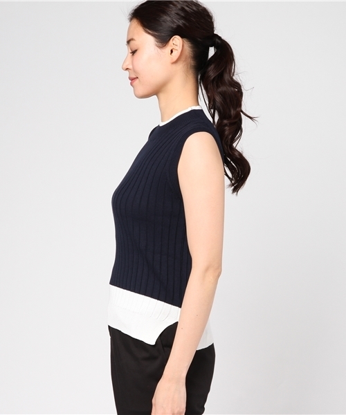 LOVELESS（ラブレス）の「【LOVELESS】WOMENS ワイドリブノースリーブニット（ニット/セーター・レディース・ベージュ/ネイビー/グレー・36/34）」の5枚目の写真