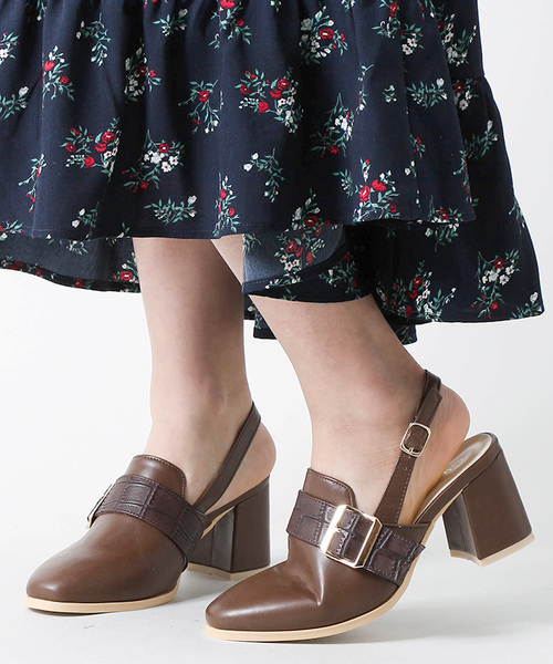 WEGO（ウィゴー）の「WEGO/バックルミュールシューズ（サンダル・レディース・ブラウン/ブラック・LARGE/MEDIUM）」の2枚目の写真