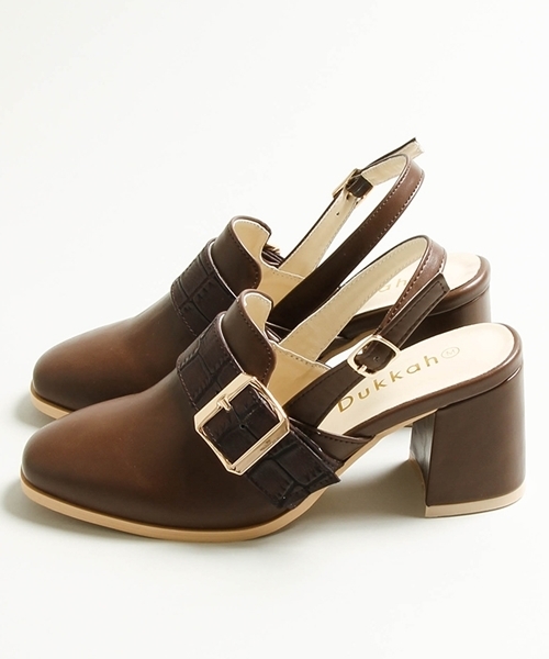 WEGO（ウィゴー）の「WEGO/バックルミュールシューズ（サンダル・レディース・ブラウン/ブラック・LARGE/MEDIUM）」の3枚目の写真