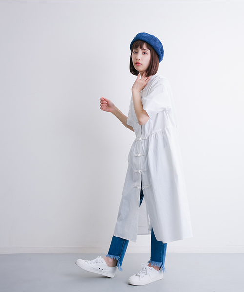 MERLOT（メルロー）の「チャイナボタン半袖シャツワンピース2916