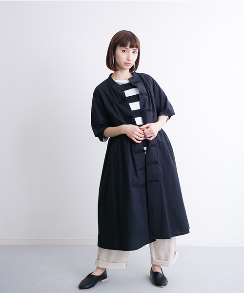 MERLOT（メルロー）の「チャイナボタン半袖シャツワンピース2916（シャツワンピース・レディース・ホワイト/ブラック/カーキ・FREE）」の15枚目の写真