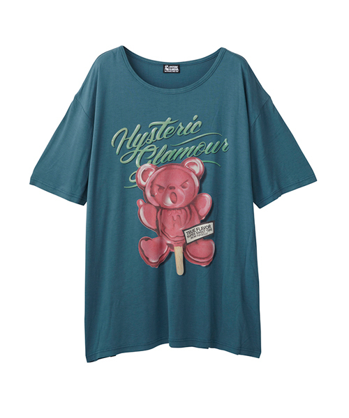 HYSTERIC GLAMOUR(ヒステリックグラマー)の「BEAR POPSICLE プリント ビッグTシャツ(Tシャツ/カットソー・レディース・レッド/グリーン/ブラック/ネイビー/ホワイト・FREE)」の3枚目の写真
