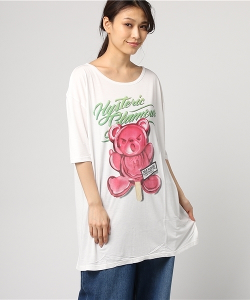 HYSTERIC GLAMOUR(ヒステリックグラマー)の「BEAR POPSICLE プリント ビッグTシャツ(Tシャツ/カットソー・レディース・レッド/グリーン/ブラック/ネイビー/ホワイト・FREE)」の19枚目の写真