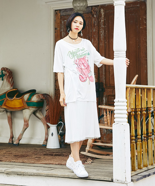 HYSTERIC GLAMOUR(ヒステリックグラマー)の「BEAR POPSICLE プリント ビッグTシャツ(Tシャツ/カットソー・レディース・レッド/グリーン/ブラック/ネイビー/ホワイト・FREE)」の18枚目の写真