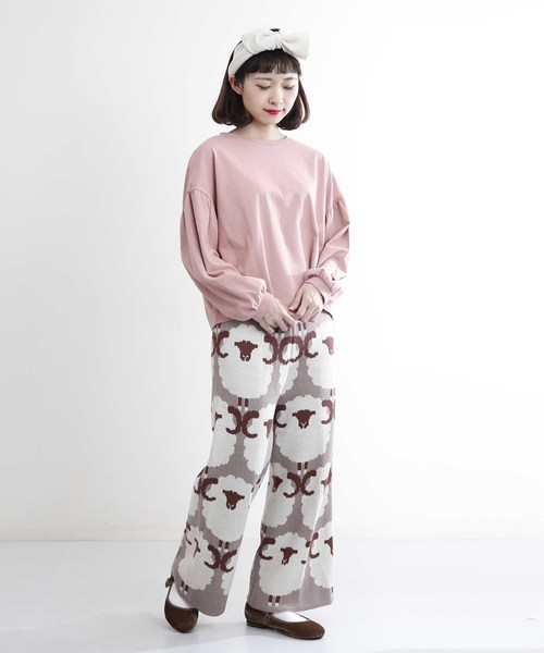 MERLOT（メルロー）の「ひつじ柄ワイドニットパンツ2501（その他パンツ・レディース・ブラック/モカ・FREE）」の12枚目の写真