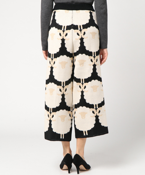 MERLOT（メルロー）の「ひつじ柄ワイドニットパンツ2501（その他パンツ・レディース・ブラック/モカ・FREE）」の5枚目の写真