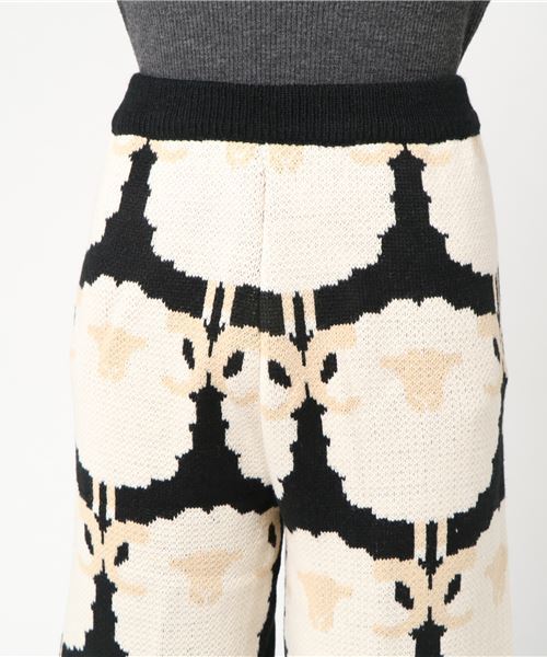 MERLOT（メルロー）の「ひつじ柄ワイドニットパンツ2501（その他パンツ・レディース・ブラック/モカ・FREE）」の4枚目の写真