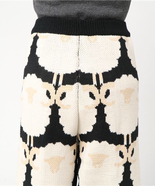 MERLOT（メルロー）の「ひつじ柄ワイドニットパンツ2501（その他パンツ・レディース・ブラック/モカ・FREE）」の8枚目の写真