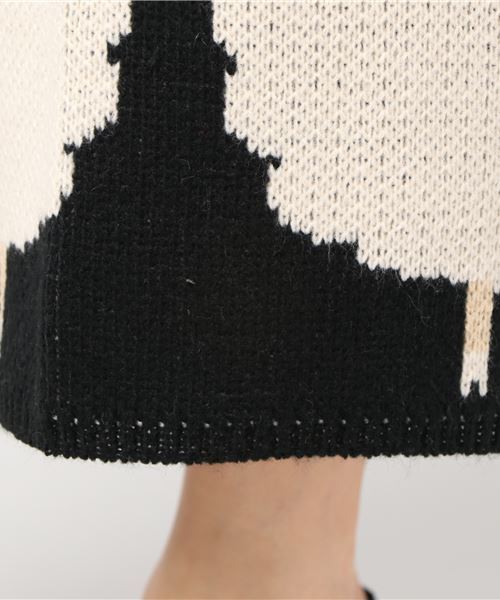 MERLOT（メルロー）の「ひつじ柄ワイドニットパンツ2501（その他パンツ・レディース・ブラック/モカ・FREE）」の3枚目の写真