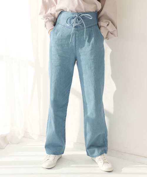 one after another NICE CLAUP(ワンアフターアナザーナイスクラップ)の「レースアップパンツ(その他パンツ・レディース・ネイビー/ブルー/ブラック系その他/ピンク系その他・SMALL/MEDIUM)」の3枚目の写真