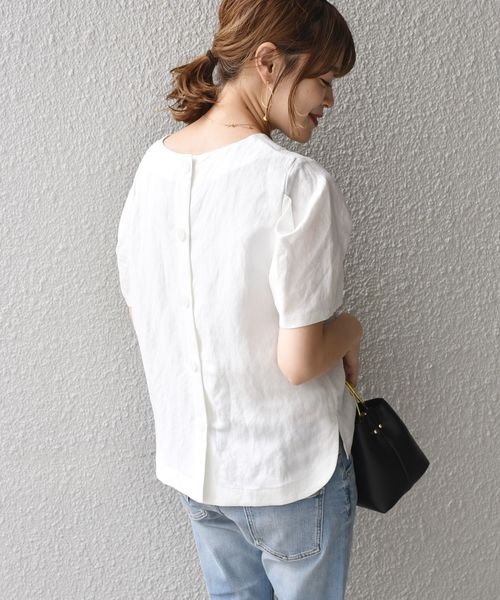 SHIPS for women - SHIPS バックボタンタックスリーブブラウス SHIPS（シップス）の「バックボタンタックスリーブプルオーバー