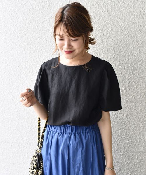 SHIPS for women - SHIPS バックボタンタックスリーブブラウス SHIPS（シップス）の「バックボタンタックスリーブプルオーバー