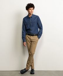 ARMANI EXCHANGE メンズ 肘パッチ付き デニムシャツ インディゴ ARMANI EXCHANGE メンズ 肘パッチ付き デニムシャツ インディゴ