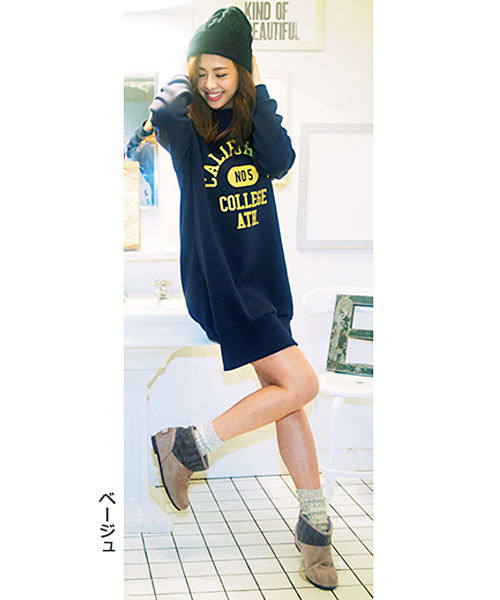 GeeRA(ジーラ)の「インヒール付ニット使いショートブーツ(ブーツ・レディース・ネイビー/グレー・SMALL/MEDIUM/LARGE)」の8枚目の写真