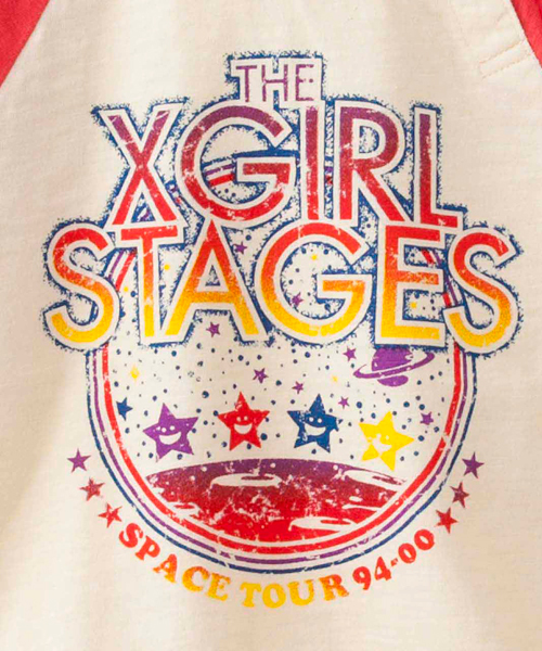 X-girl Stages(エックスガールステージス)の「B/B TEE “ROCK UP BEAT!” (4T~7T)(Tシャツ/カットソー・キッズ・マルチ/レッド/ライトグリーン・4T/5T/6T/7T)」の6枚目の写真