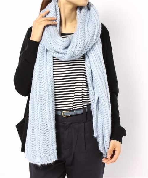 WEGO（ウィゴー）の「WEGO/ロングニットマフラー（マフラー・レディース・アイボリー/ブラック/グレー/サックスブルー/ピンク・FREE）」の6枚目の写真