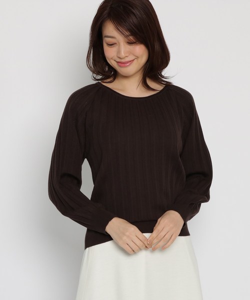 Sunauna(スーナウーナ)の「【洗える】プリーツ編みニット(ニット/セーター・レディース・ベージュ/オフホワイト/グリーン/ブラウン系その他/ピンク系/サックスブルー・38)」の3枚目の写真