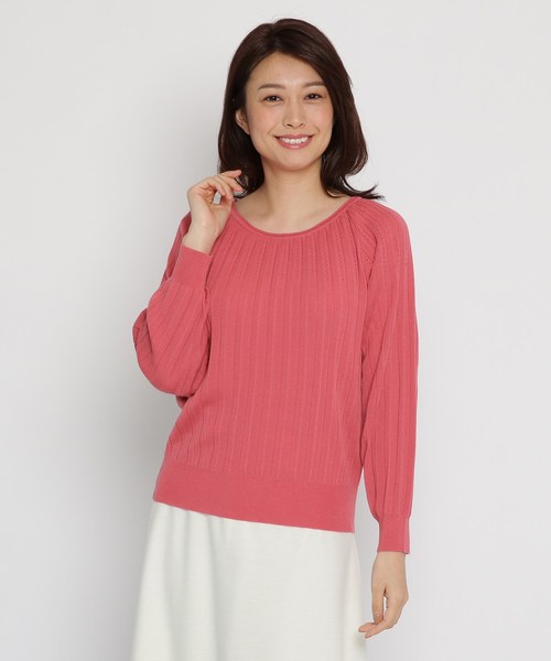 Sunauna(スーナウーナ)の「【洗える】プリーツ編みニット(ニット/セーター・レディース・ベージュ/オフホワイト/グリーン/ブラウン系その他/ピンク系/サックスブルー・38)」の10枚目の写真